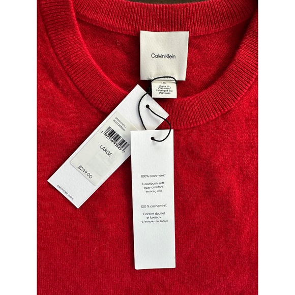 Calvin Klein Classic Cashmere Crewneck Sweater Men's Large Red - Picture 5 of 10